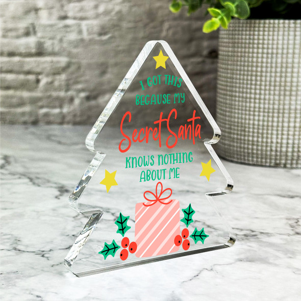 Funny Knows Nothing About Me Christmas Secret Santa Gift Tree Keepsake Plaque